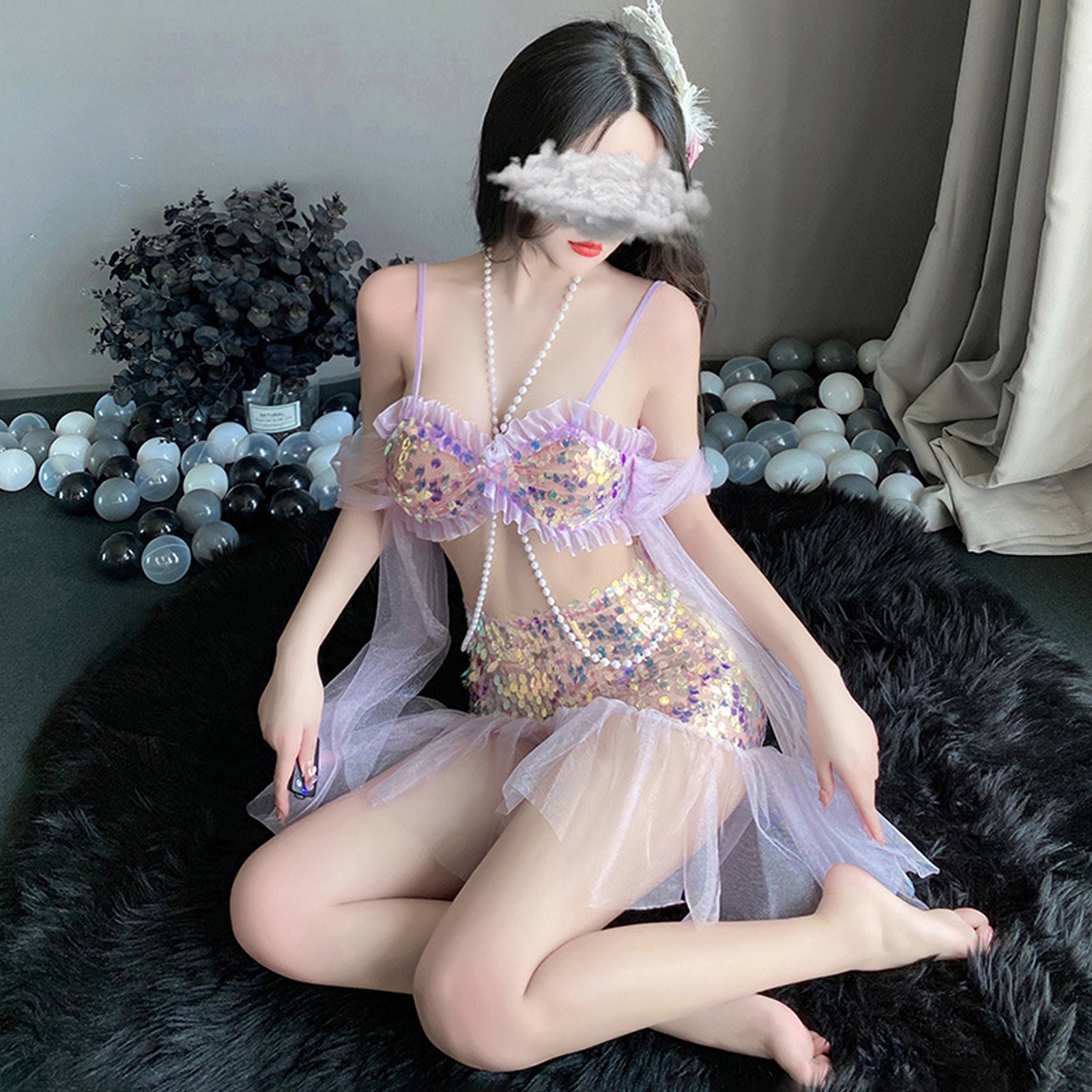 Mermaid Lingerie Set Sequins Mermaid Cosplay Outfit Adult Halloween Costume
