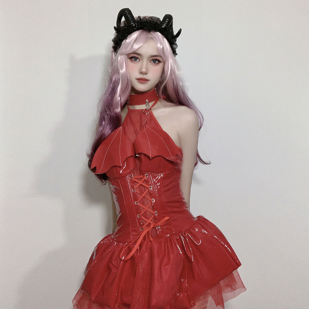 Latex Succubus Cosplay Costume Little Devil Anime Lingerie Gothic Demon Halloween Outfits