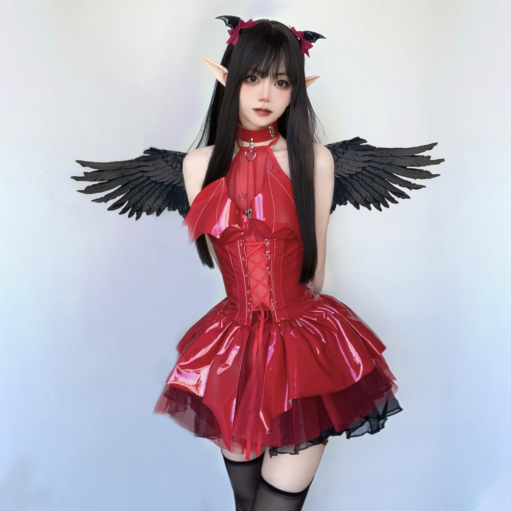 Latex Succubus Cosplay Costume Little Devil Anime Lingerie Gothic Demon Halloween Outfits