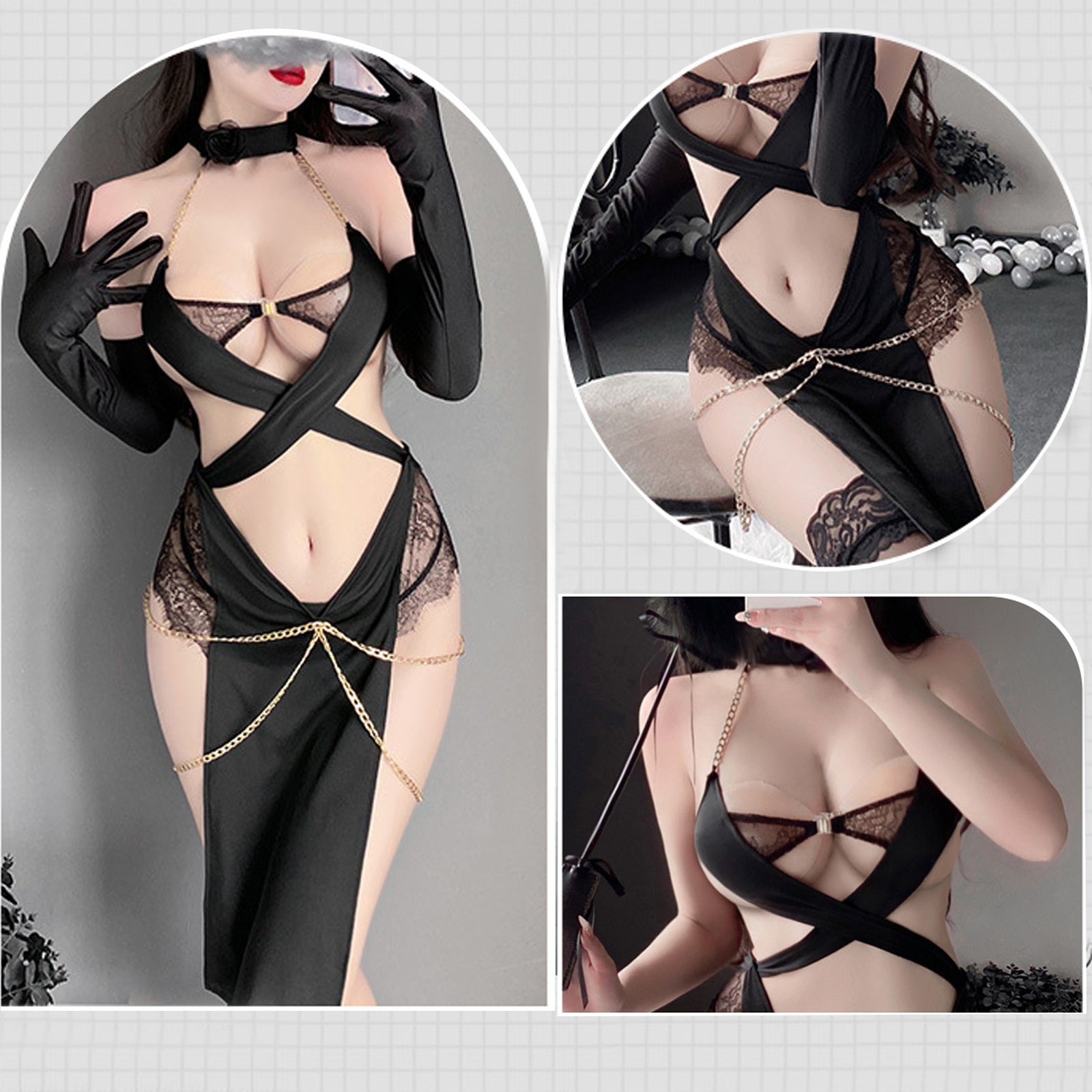 Sultry Neko Girl Cosplay Costumes Anime Cat Exotic Lingerie Set Goddess Anubis Outfits