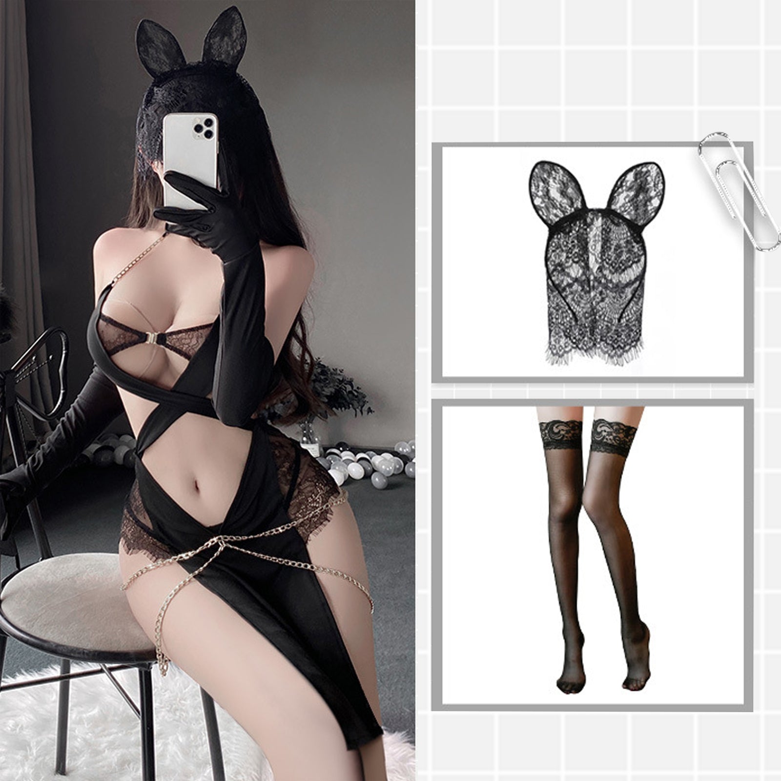 Sultry Neko Girl Cosplay Costumes Anime Cat Exotic Lingerie Set Goddess Anubis Outfits