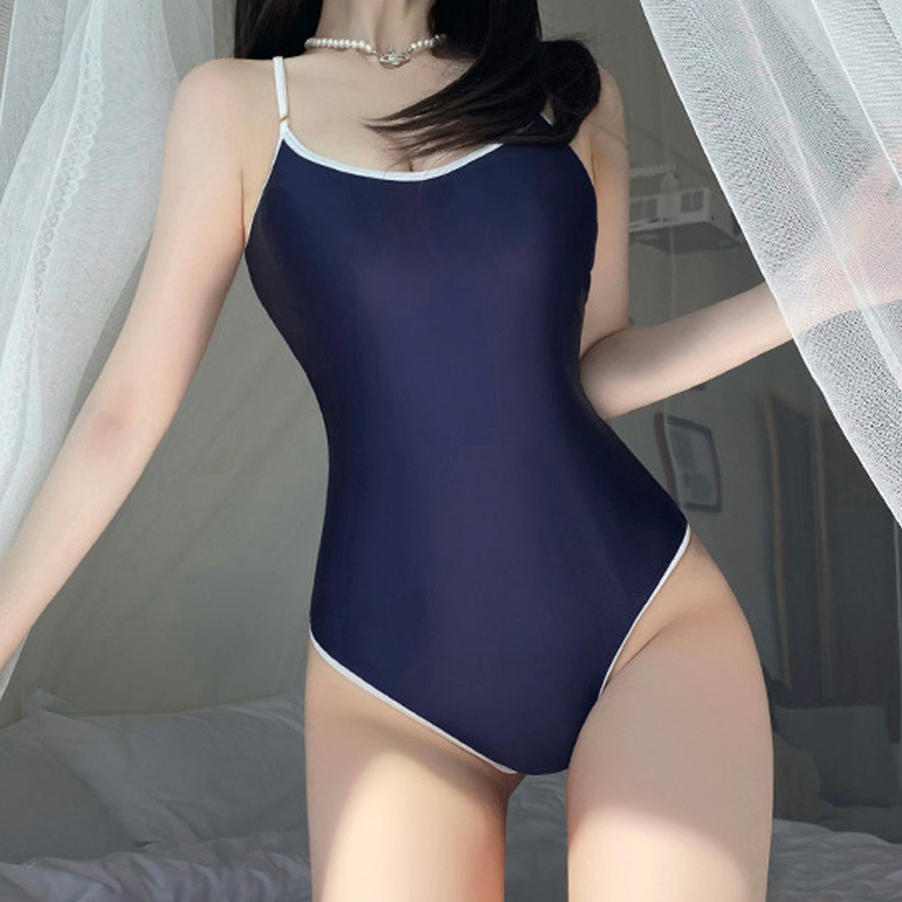 Women's Basic One Piece Swimsuit with Adjustable Shoulder Straps Crotch Snap Bathing Suit
