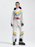 Unisex Color Block Retro Style One Piece Ski Suit