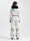 Unisex Color Block Retro Style One Piece Ski Suit