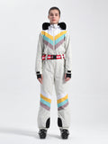 Unisex Color Block Retro Style One Piece Ski Suit