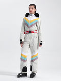 Unisex Color Block Retro Style One Piece Ski Suit