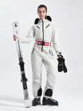 Unisex Solid Color Retro Style One Piece Ski Suit