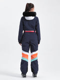 Unisex Color Block Retro Style One Piece Ski Suit