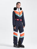 Unisex Color Block Retro Style One Piece Ski Suit