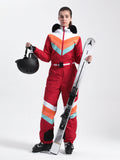 Unisex Color Block Retro Style One Piece Ski Suit