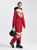 Unisex Color Block Retro Style One Piece Ski Suit