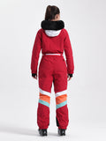 Unisex Color Block Retro Style One Piece Ski Suit