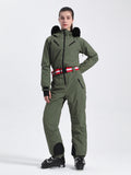 Unisex Solid Color Retro Style One Piece Ski Suit