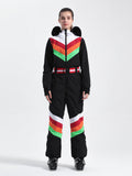 Unisex Color Block Retro Style One Piece Ski Suit