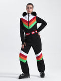 Unisex Color Block Retro Style One Piece Ski Suit