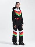 Unisex Color Block Retro Style One Piece Ski Suit