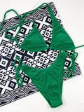 Beach Bandage Triangle Green Asymmetric Bikini Swimsuit