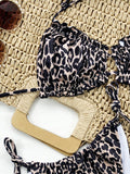 Tie Side Leopard Halterneck Bikini Swimsuit