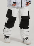 Winter Thickened Two Tone Patchwork Hip Hop Windproof Waterproof Snowboard Pants Ski Pants Snow Pants