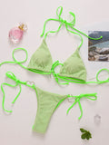 Padded Backless Heart Shape Hollow Halter-Neck Bikini Swimsuit