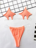 Pentagram Hollow Bandage Split Bikini Swimsuit