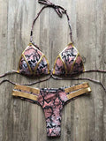 Scrunch Lace-Up Split-Joint Bikini Set