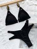 Triangle Spaghetti Neck Two Pieces Bikini Set