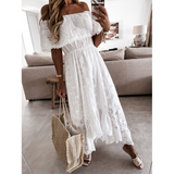 Off Shoulder Lace Midi Dress