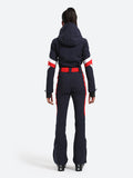 Vertical Stripes One Piece Ski Suit With Hood