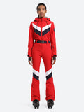 Stripe One Piece Ski Suit With Hood