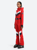 Stripe One Piece Ski Suit With Hood