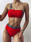 One-Shoulder-Bandeau-Bikini mit hoher Taille