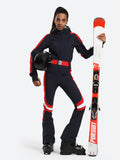 Vertical Stripes One Piece Ski Suit With Hood