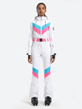 Stripe One Piece Ski Suit With Hood