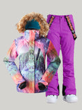 Waterproof Colorful Ski Suit Windproof Snowboard Jacket Pants Sets