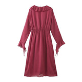 Ruffle Long-sleeved Dress