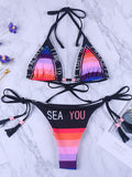 Letter Printed Bikinis Swimwear