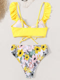 Falbala Floral Bikini Swimwear