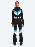 Stripe One Piece Ski Suit With Hood