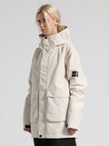 Solid Large Pocket Cargo Style Ski Jacket