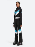 Stripe One Piece Ski Suit With Hood