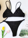 Solid Color Hollow Bikini Swimwear