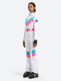 Stripe One Piece Ski Suit With Hood