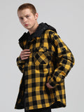 Men's Autumn And Winter Yellow And Black Plaid Shirt Ski Suit Waterproof Thick Warm Veneer Trend Loose Snow Suit