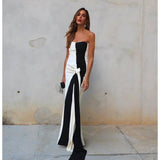 Sexy Color Block Bandeau Maxi Dress