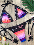 Letter Printed Bikinis Swimwear