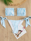 Glittering Pendant Decorated Bandeau Bikini Swimwear