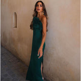 Bandeau Feather Green Dress