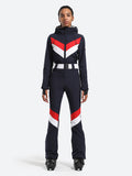 Stripe One Piece Ski Suit With Hood