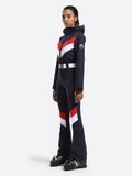 Stripe One Piece Ski Suit With Hood